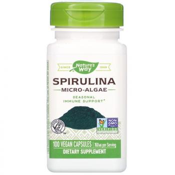 Nature's Way Spirulina Micro Algae (спирулина микроводоросли) 380 мг 100 веганских капсул