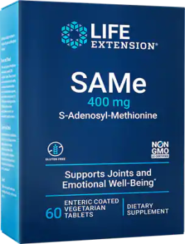 Life Extension SAMe (S-Аденозил-метионин) 400 мг 60 вегетарианских покрытых кишечнорастворимой оболочкой таблеток