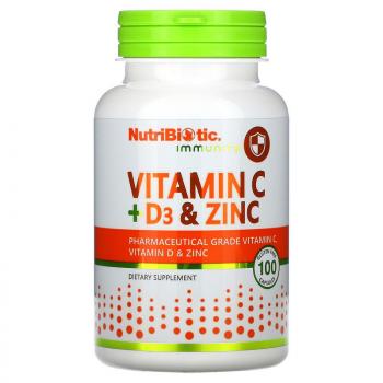 NutriBiotic Immunity Vitamin C+D3 & Zinc (витамины C + D3 и цинк) 100 капсул