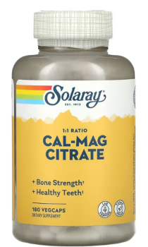 Solaray Cal-Mag Citrate 1:1 Ratio (Цитрат кальция и магния 1:1) 180 вег капсул