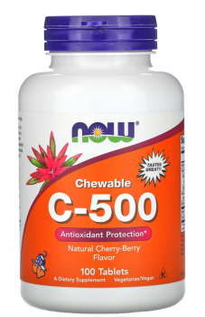 NOW Chewable C-500 (Витамин С) вишня 500 мг 100 жевательных таблеток