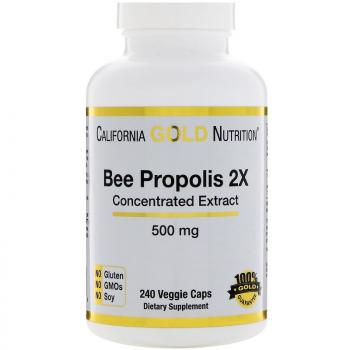 California Gold Nutrition Bee Propolis Concentrated Extract (Пчелиный прополис 2X концентрированный экстракт) 500 мг 240 капсул