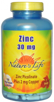 Nature's Life Zinc (Цинк) 30 мг 250 капсул