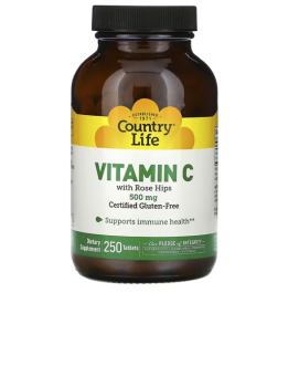 Country Life Vitamin C (витамин C) с шиповником 500 мг 250 таблеток