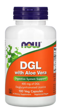 NOW DGL with Aloe Vera (DGL с алоэ вера) 400 мг 100 вег капсул