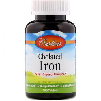 Carlson Labs Chelated Iron (Хелатированное железо) 250 таблеток