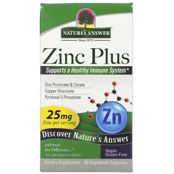 Nature's Answer Zinc Plus (Цинк) 25 mg 60 капсул