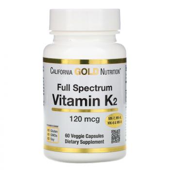 California Gold Nutrition Full Spectrum Vitamine K2 (Витамин К2 в виде МК-4, МК-6, МК-7, МК-9) 120 мкг 60 капсул