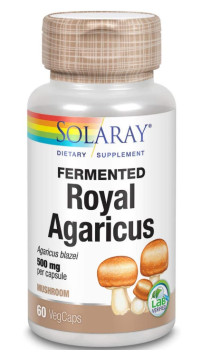 Solaray Fermented Royal Agaricus Mushroom Organically Grown (Органически выращенный ферментированный королевский агарикус) 500 мг 60 капсул