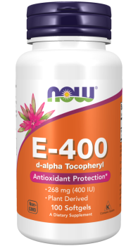 NOW E-400 d-Alpha Tocopheryl (Витамин Е) 400 МЕ (268 мкг) 100 гелевых капсул