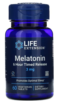 Life Extension Melatonin 6 Hour Timed Release (мелатонин 6-часовое высвобождение) 3 мг 60 таблеток