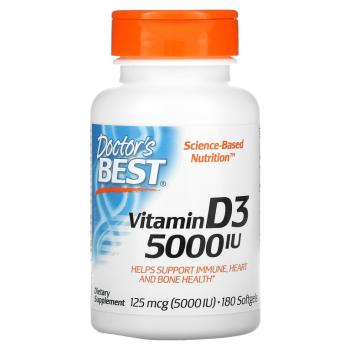 Doctor's Best Витамин D-3, 125 мкг (5000 IU) 180 капсул