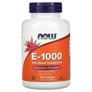NOW E-1000 (витамин E со смешанными токоферолами 670 мг (1000 МЕ)) 100 капсул