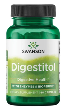 Swanson Digestitol with Enzymes & Bioperine (Запатентованная ферментная смесь и биоперин) 60 капсул, срок годности 10/2023