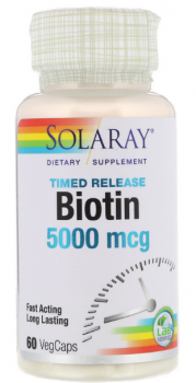 Solaray Biotin Timed Release (Биотин замедленного высвобождения) 5000 мкг 60 капсул
