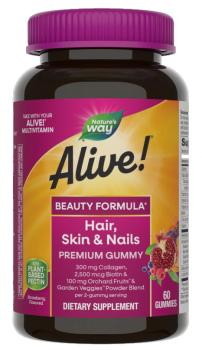 Nature's Way Alive! Hair, Skin & Nails Premium (добавка для волос, кожи и ногтей) 60 жевательных таблеток
