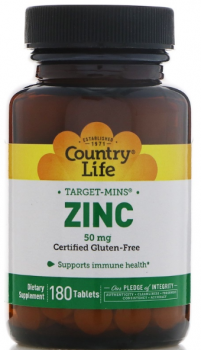 Country Life Zinc (Цинк) 50 мг 180 таблеток