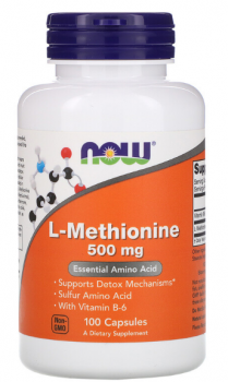 NOW L-Methionine (L-метионин) 500 мг 100 капсул