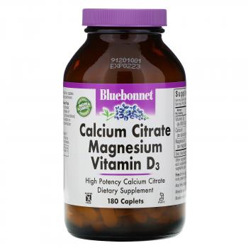 Bluebonnet Nutrition Calcium Citrate Magnesium Vitamin D3 (Цитрат кальция с магнием и витамином D3) 180 капсул