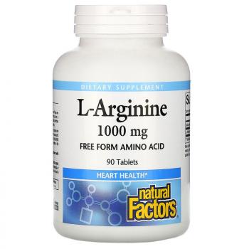 Natural Factors L-arginine (L-аргинин) 1000 мг 90 таблеток