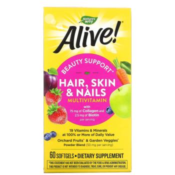 Nature's Way Alive! Hair, Skin & Nails Gummy (добавка для волос, кожи и ногтей) 60 капсул