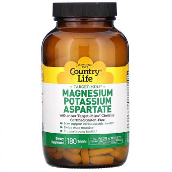 Country Life Magnesium Potassium Aspartate (Аспартат магния-калия) 180 таблеток