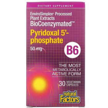 Natural Factors BioCoenzymated B6 (пиридоксал-5-фосфат) 50 мг 30 вегетарианских капсул