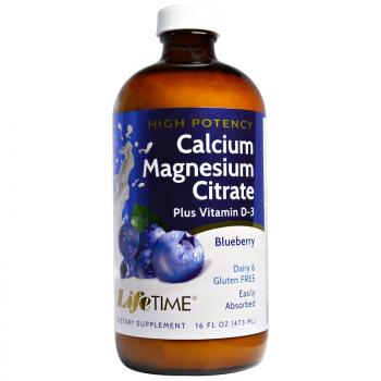LifeTime Vitamins Calcium Magnesium Citrate Plus Vitamin D-3 (Цитрат кальция и магния, витамин D3) черника 473 мл