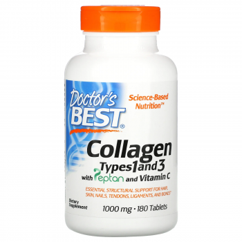 Doctor's Best Collagen Types 1 & 3 with Vitamin C (Коллаген тип 1 и 3 Vitamin C) 1000 мг 180 таблеток