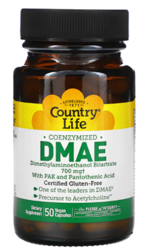 Country Life DMAE (Коэнзимированный ДМАЭ) 700 мг 50 капсул
