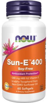 NOW Sun-E 400 (витамин Е из подсолнечного масла) 400МЕ 60 гелевых капсул