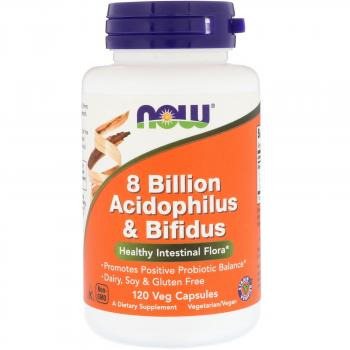 NOW 8 Billion Acidophilus & Bifidus ( 8 млрд ацидофильных и бифидобактерий) 120 капсул