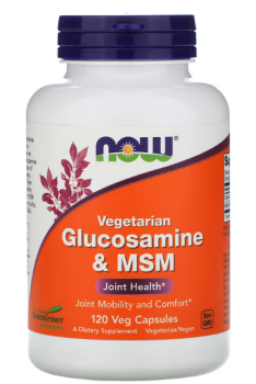 NOW Vegetarian Glucosamine & MSM (Вегетарианский глюкозамин и МСМ) 120 вег капсул