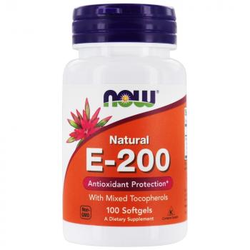 NOW Natural Vitamin E-200 with Mixed Tocopherols (натуральный Витамин Е-200) 100 капсул