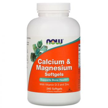 NOW Calcium & Magnesium with Vitamin D-3 and Zinc (Кальций и магний с витамином Д-3 и цинком) 240 softgel