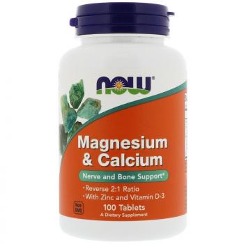 NOW Magnesium & Calcium (Магний и Кальций) 100 таблеток