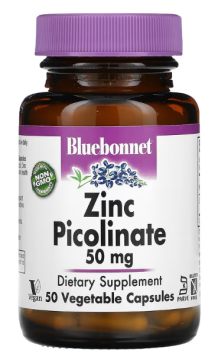 Bluebonnet Nutrition Zinc Picolinate (Пиколинат цинка) 50 мг 50 вег капсул