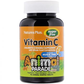 Nature's Plus Source of Life Animal Parade Vitamin C (витамин C без сахара для детей) вкус натурального апельсинового сока 90 таблеток