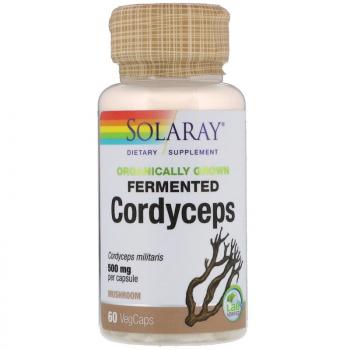 Solaray Organic Grown Fermented Cordyceps (Органический Ферментированный Кордицепс) 500 мг 60 капсул