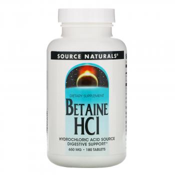 Source Naturals Betaine HCl (Бетаина гидрохлорид) 650 мг 180 таблеток