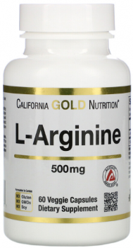 California Gold Nutrition L-Arginine (L-аргинин) AjiPure 500 мг 60 капсул