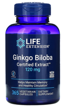 Life Extension Ginkgo Biloba Certified Extract (Гинкго билоба, сертифицированный экстракт) 120 мг 365 вег капсул