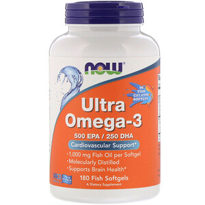 NOW Ultra Omega-3 500 EPA/250 DHA 180 рыбных капсул