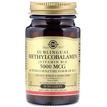 Solgar Sublingual Methylcobalamin (Vitamin B12) 5000 мкг 30 капсул.