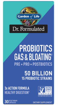 Garden Of Life Probiotics Gas and Bloating 50B (пробиотики от газообразованияе и вздутия живота) 30 вег капсул