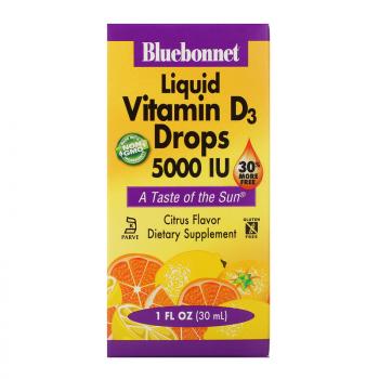 Bluebonnet Nutrition Liquid Vitamin D3 Drop (Капли витамина D3) с натуральным цитрусовым вкусом 5000 МЕ 30 мл