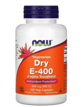 NOW Vegetarian Dry E-400 (сухой витамин Е-400) 268 мг (400 МЕ) 100 вег. капсул