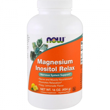NOW Magnesium Inositol Relax (Магний расслабляющий инозитол) лимонад 454 гр