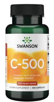 Swanson Vitamin C with Rose Hips (Витамин С с шиповником) 500 мг 100 капсул