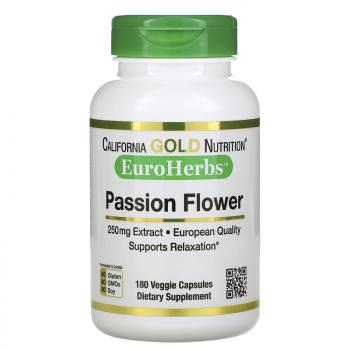 California Gold Nutrition Passion Flower (Пассифлора) EuroHerbs 250 мг 180 капсул